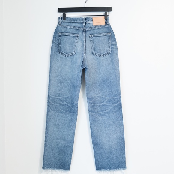 NEW Moussy Vintage Evelyn Straight High Wide Crop Frayed Jeans Blue Size 26 NWT - Picture 5 of 16